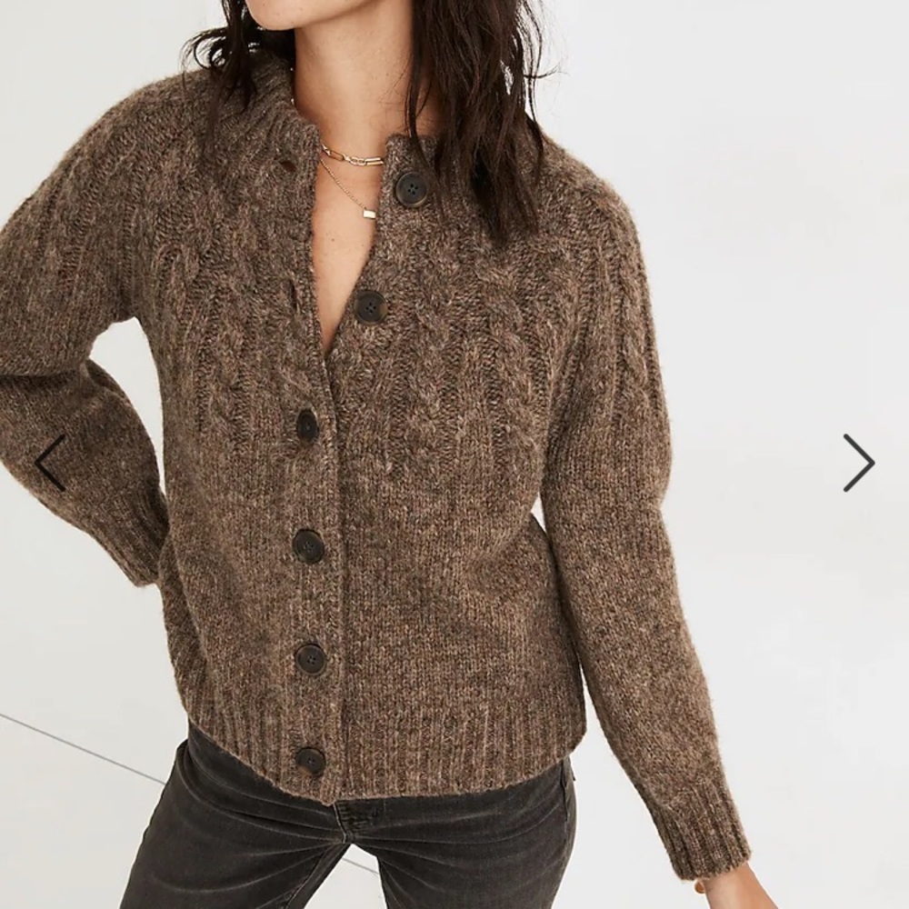 Madewell Harwood Cable Knit Cardigan Sweater